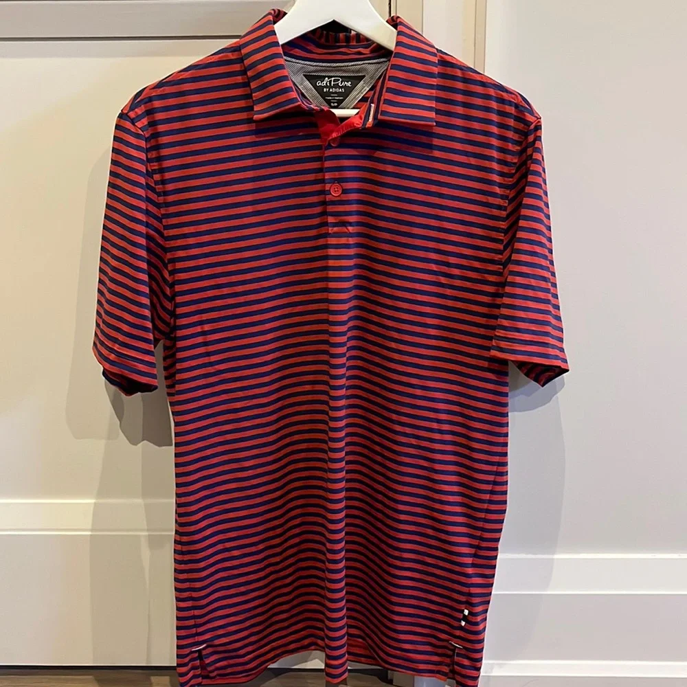 Adidas Adipure Striped Golf Shirt - Picture 1 of 1